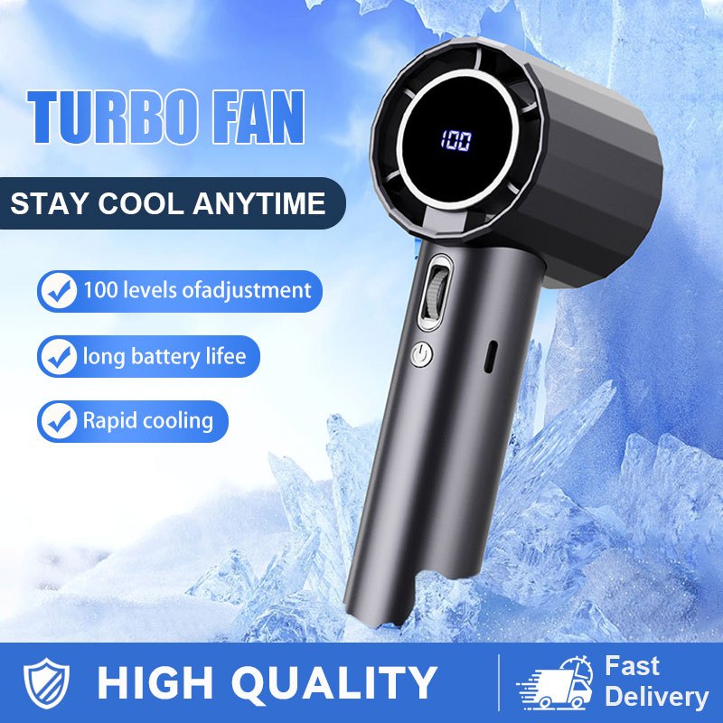 Turbo Fan Mini Fan Rechargeable Fan Strong Wind 100 Gear Wind Speed ...