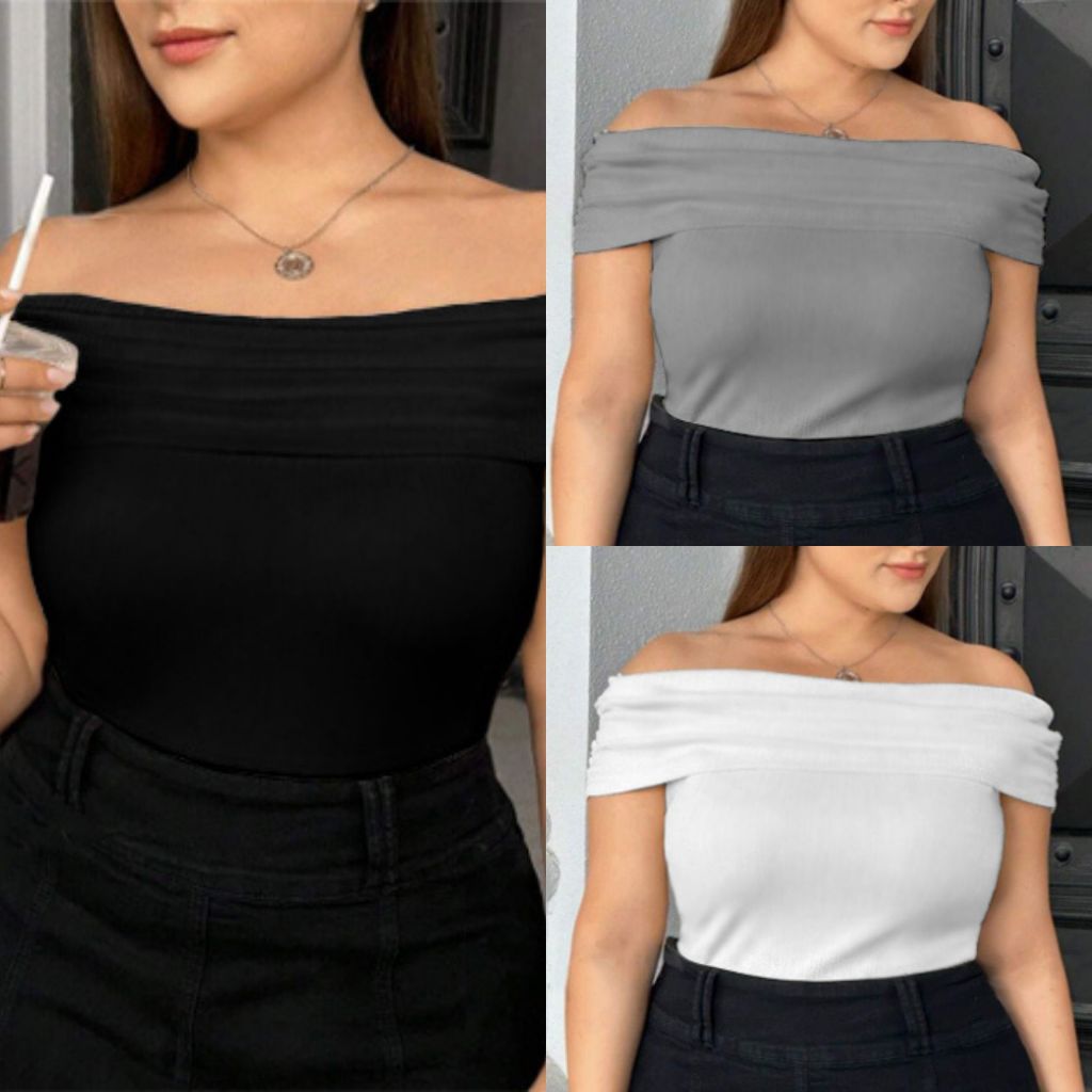KILY.PH Semi-Plus Size Off Shoulder Full Length Basic Solid Top Large ...