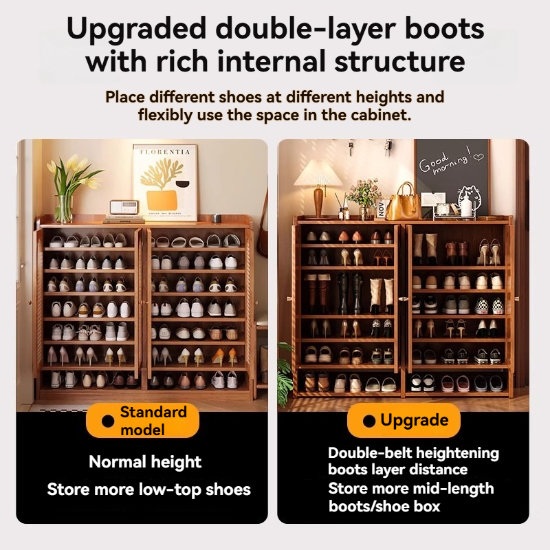 2025 popular shoe rack Wooden Door Shoe Rack 2/3/4 Door Full Board Door ...