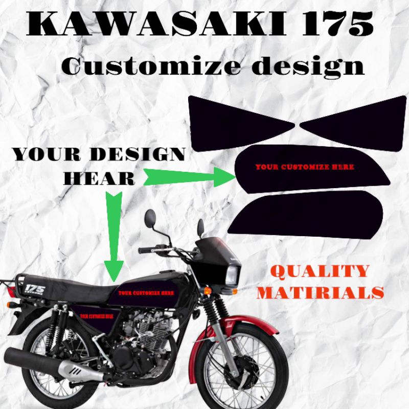 NEW KAWASAKI 175 GAS TANK FULL SET STICKER DESIGN/CUSTOMIZE/STICKER ...
