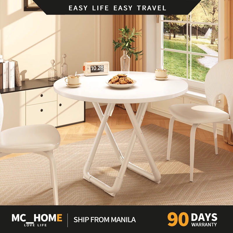 MC&HOME Foldable Round Table 60cm Nordic Solid Wooden Heavy Duty ...