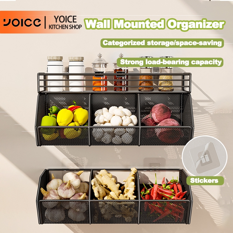 YOICE Kitchen Wall Mounted Organizer Onion/Ginger & Garlic Storage ...