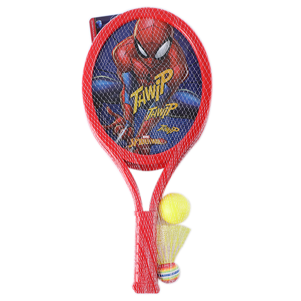 Marvel Spiderman Badminton Racket with Ball and Shuttlecock for Kids ...