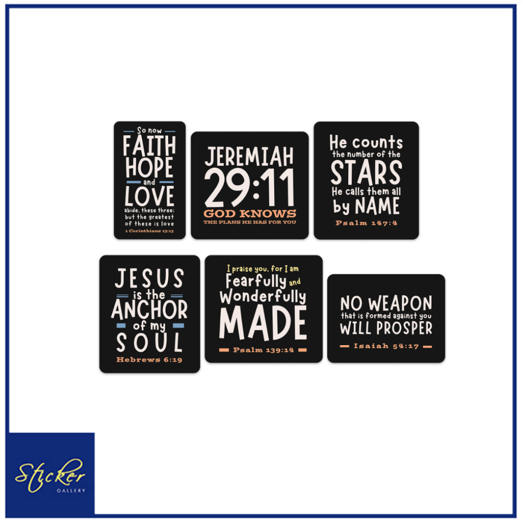 Bible Sticker Set 6pcs Waterproof Sticker for Tumbler, Laptop ...