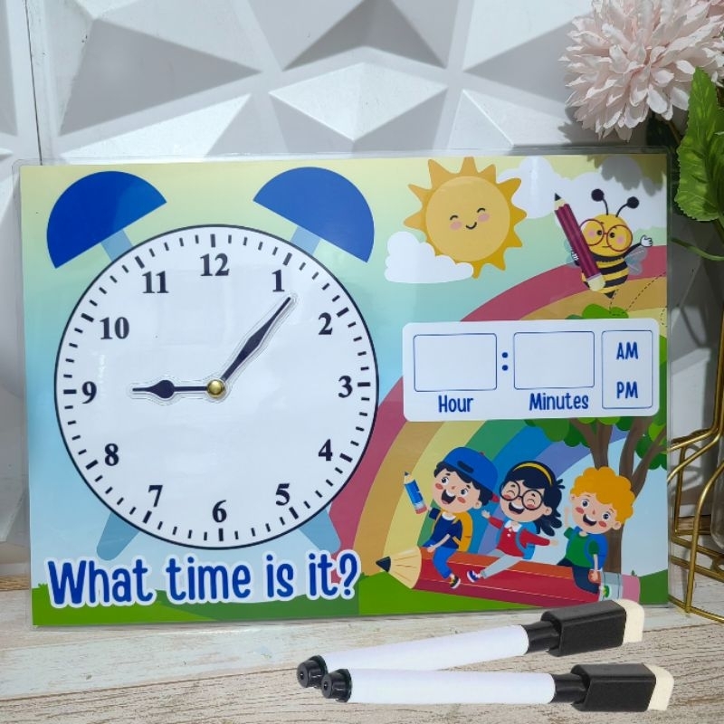 Laminated Clock with Free Marker / Educational Clock | Shopee Philippines
