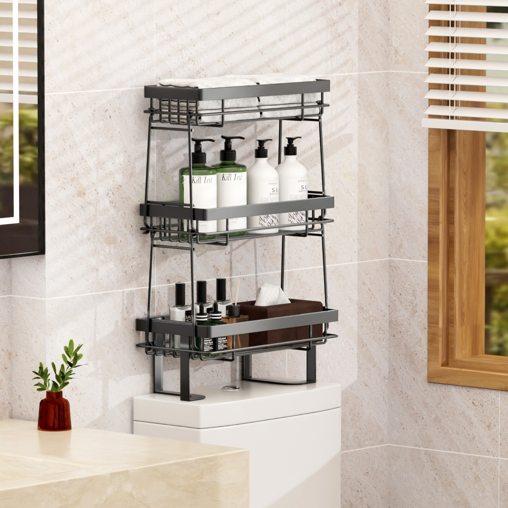 Bathroom Storage Rack Toilet Shelf 1/2/3-layer Punch-free Bathroom ...