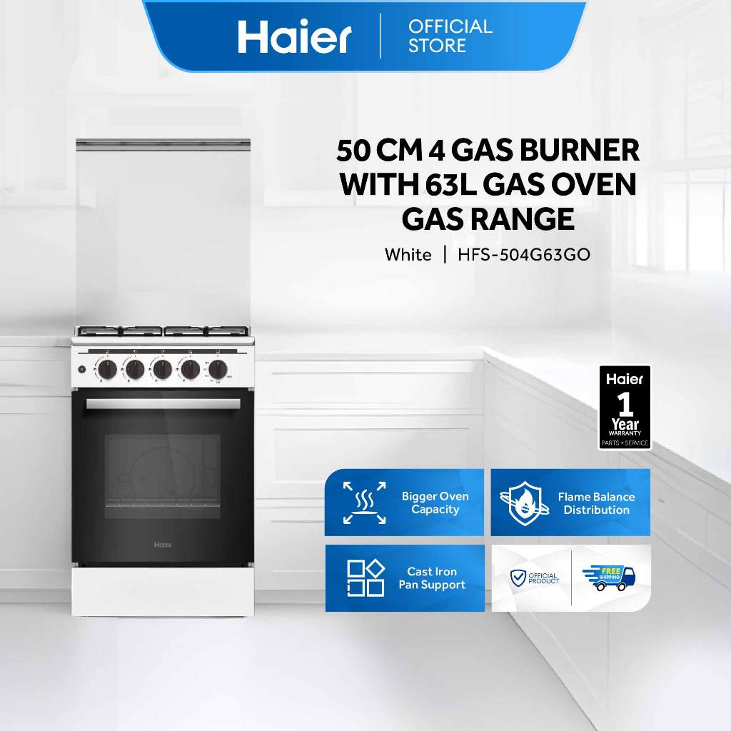 Haier HFS-504G63GO 50cm Gas Burners with 60L Single Burner Gas