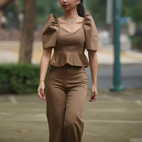 Shaina Coordinates Top and Pants Modern Filipiniana Puff Sleeves