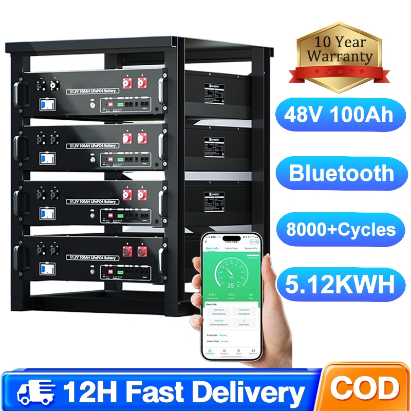 48V 100Ah LiFePO4 Lithium Battery, 5.12kWh Capacity, Server Rack ...