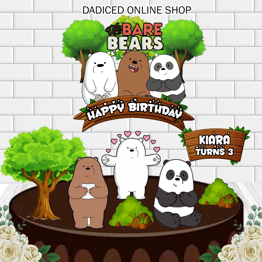 we bare bears d1 theme customized cake topper | Shopee Philippines