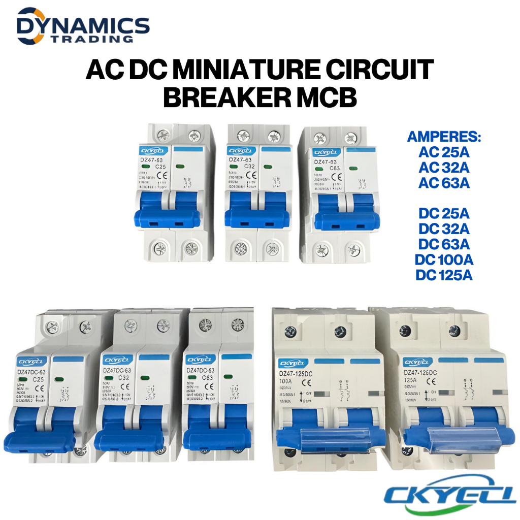 AC DC Miniature Circuit Breaker MCB CKYECL 2 Pole 6kAIC 230/400V ...