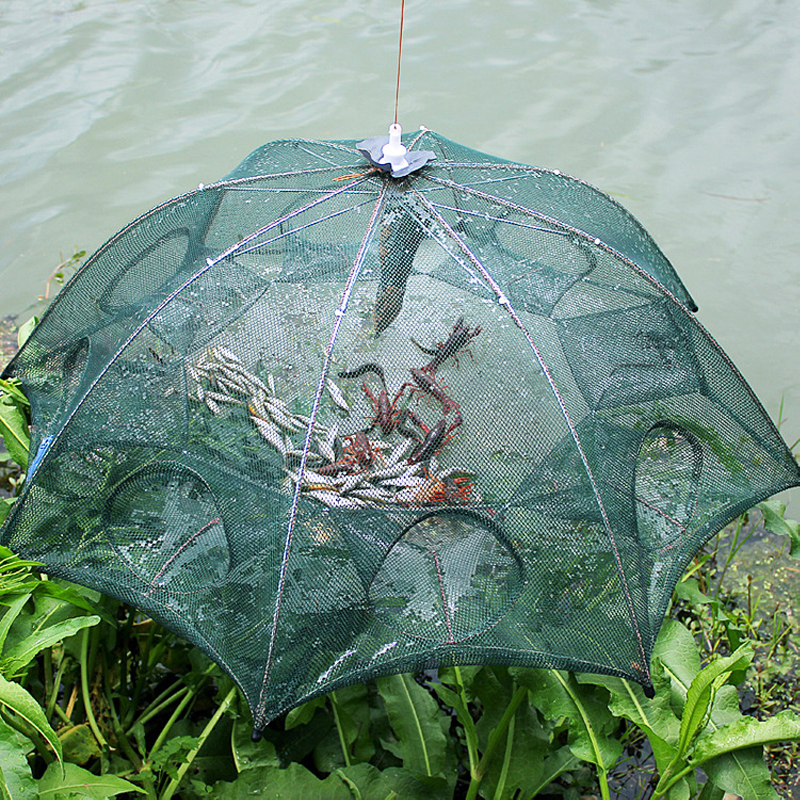 Portable Fishing Net Folding Umbrella Fish Net Shrimp Cage Crab Trap ...