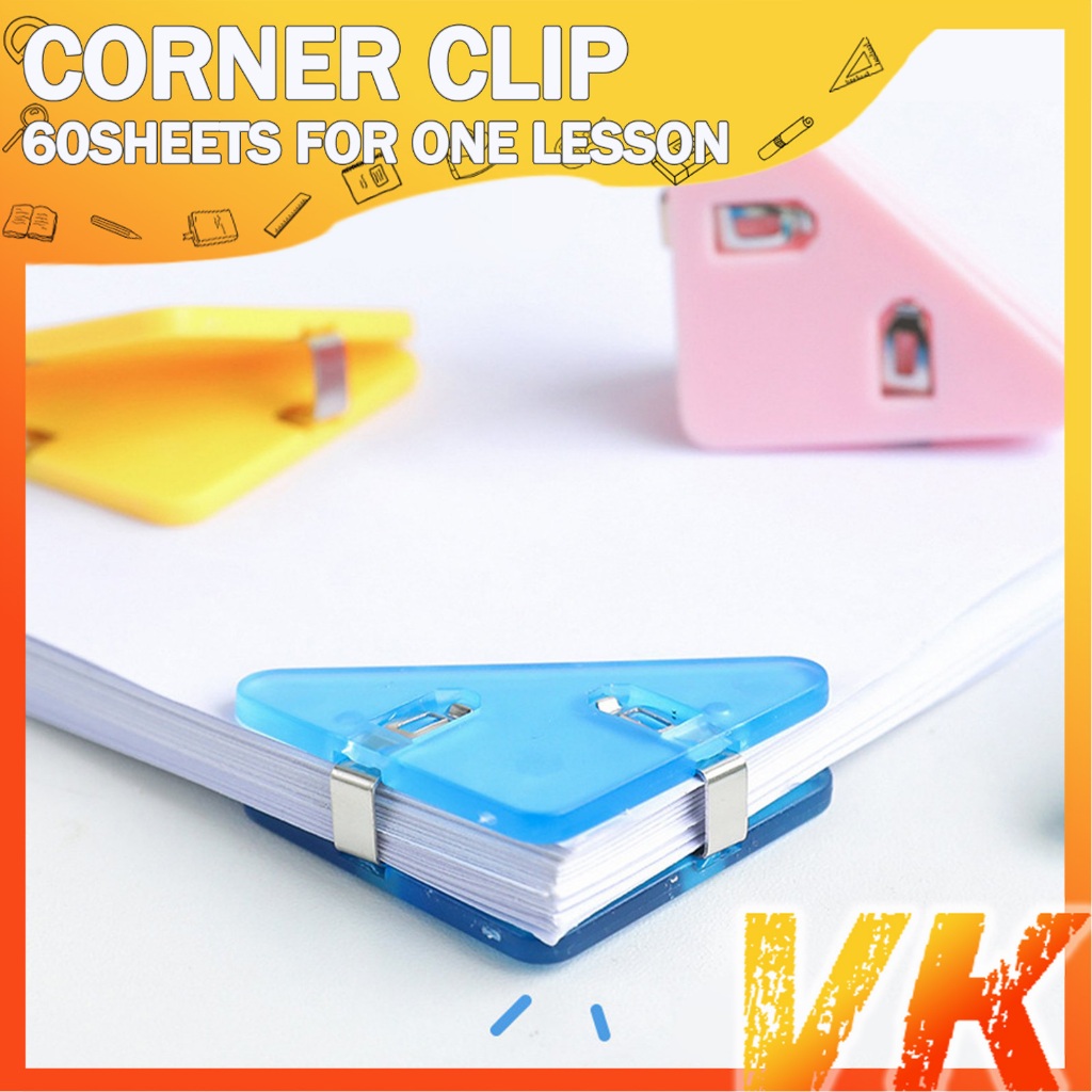 VK 10PCS Corner Paper Clamp Triangular Clip File Clip Notes Holder ...