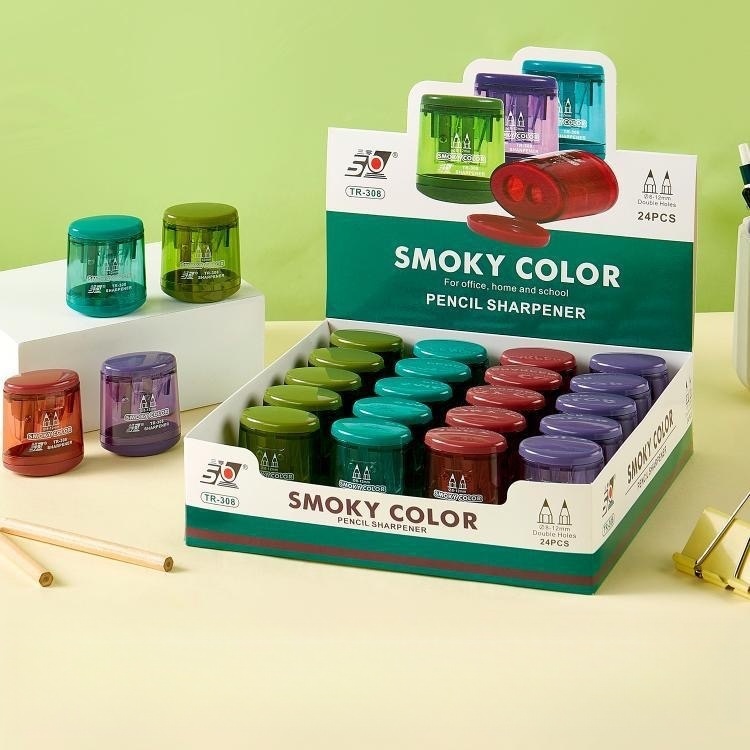 1pcs smoky color Pencil Sharpener Double-hole Pencil Sharpener Mini ...