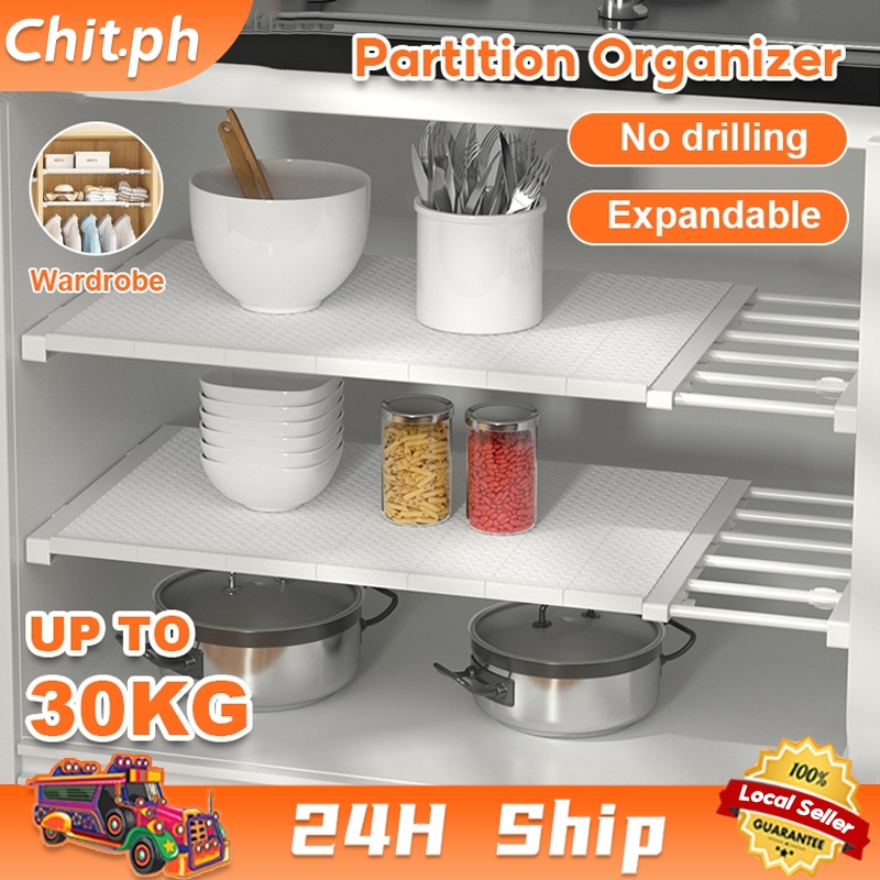 CHIT Wardrobe Divider Adjustable Closet Holder Kitchen Board Rack Space ...