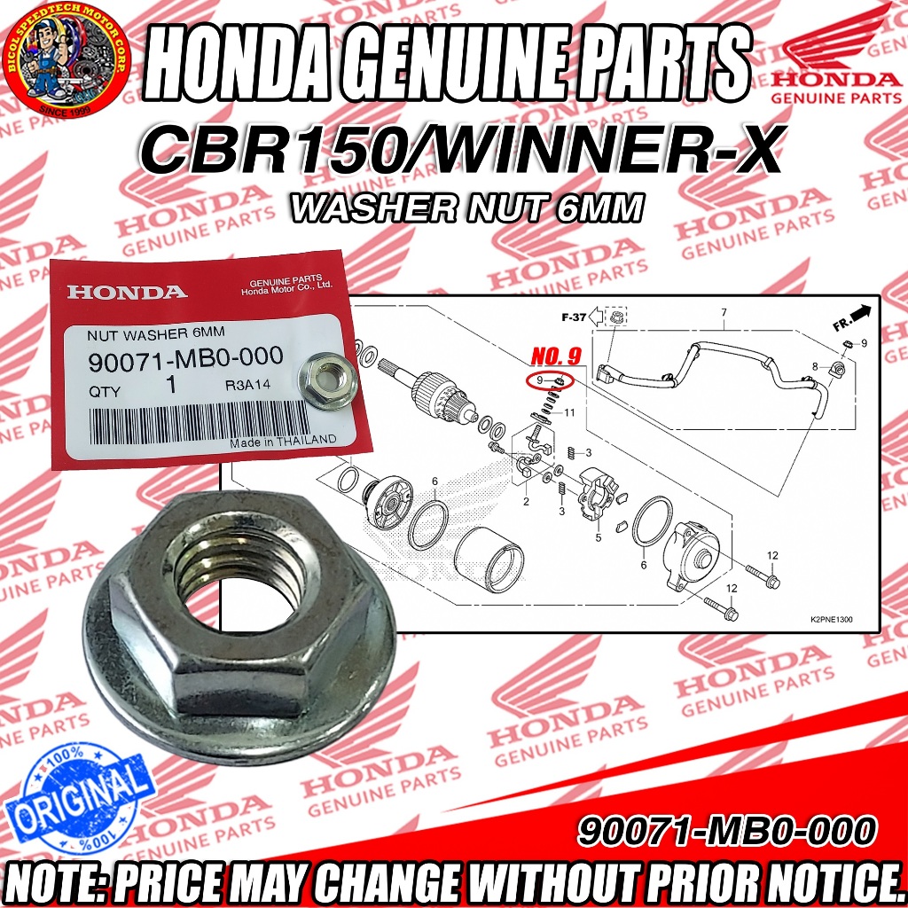 CBR150/WINNER-X WASHER NUT 6MM (HPI) (GENUINE: 90071-MB0-000) | Shopee ...