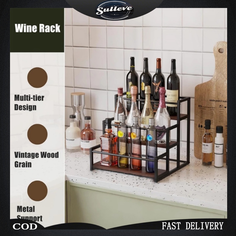 Coffee Syrup Rack Wine Storage Stand Bar Drink Holder 3 Tier Bottle ...