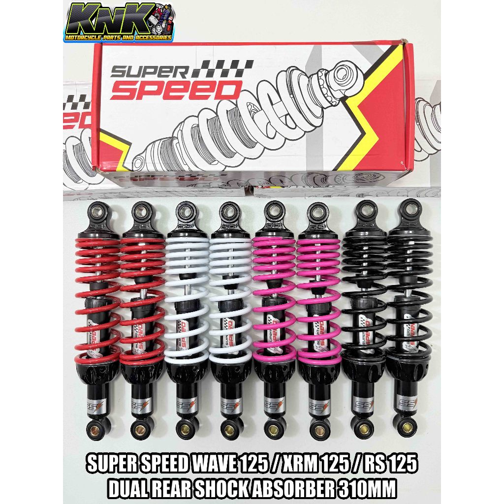 SUPER SPEED DUAL REAR SHOCK ABSORBER 310MM BLACK SERIES FOR HONDA WAVE ...