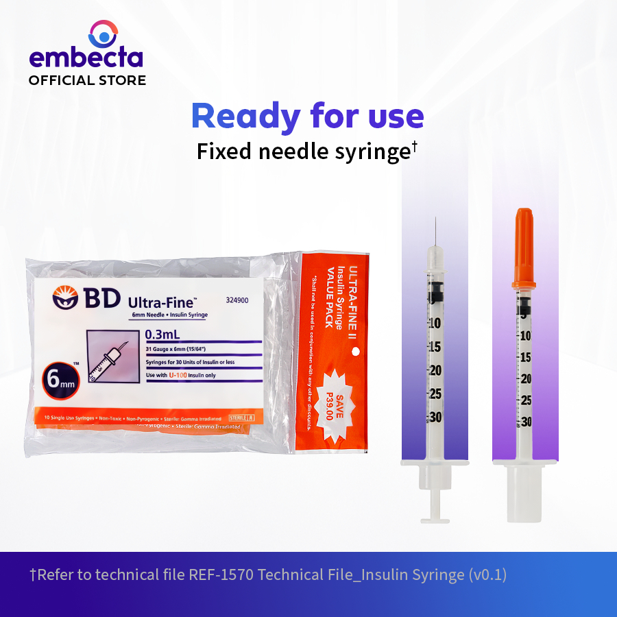 BD Ultra Fine 6mm Insulin Syringe 0.3ml/cc (20 pcs pack) 31G Value Pack ...