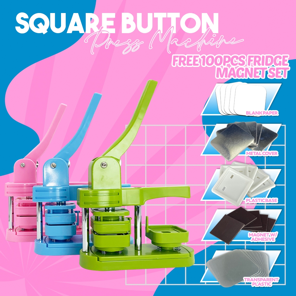 Square Button Press Machine 50mm Green | Pink | Blue with F.Magnet ...