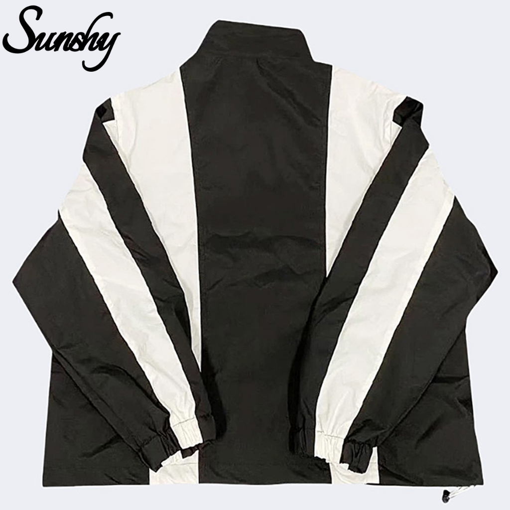 SUNSHY Embroidered Japanese Casual Jacket Wide Form Bomber Plain ...