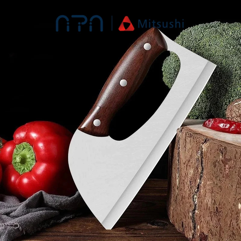 Hand-Forged Stainless Steel Kitchen Cleaver – Wooden Handle ...