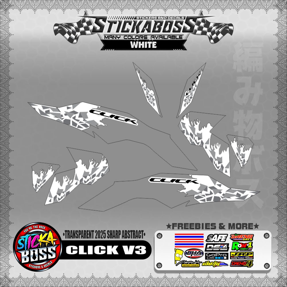 【PREMIUM UV PRINT】TRANSPARENT CLICK V3 INDO STICKER DECALS (2025 SHARP ...
