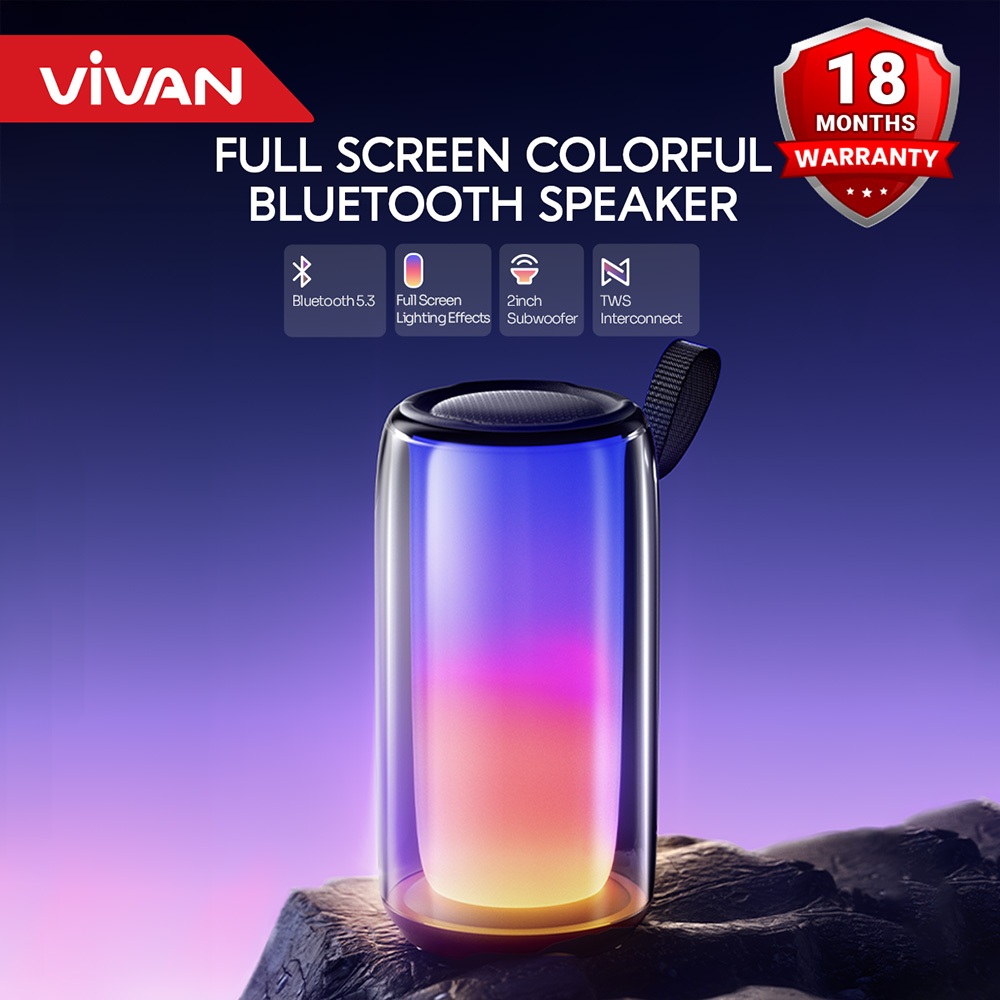 Vivan VS60 Bluetooth Speaker BT 5.4 RGB Light IPX7 Waterproof TWS USB ...