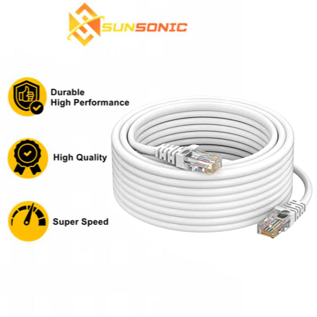 CAT6E 15m 20m 30m 40m 50m Flat Internet RJ45 Ethernet LAN Indoor ...