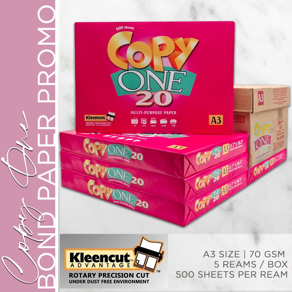 A3 Size Copy One Bond Paper 70gsm 1Box / 1Ream Ultra White Copy Paper ...