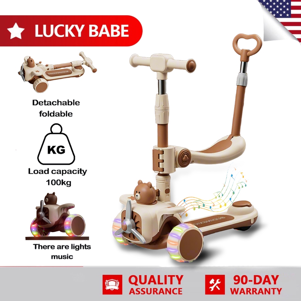 3-in-1 Kids' Scooter – Foldable Balance & Flash Wheel Scooter for Ages ...