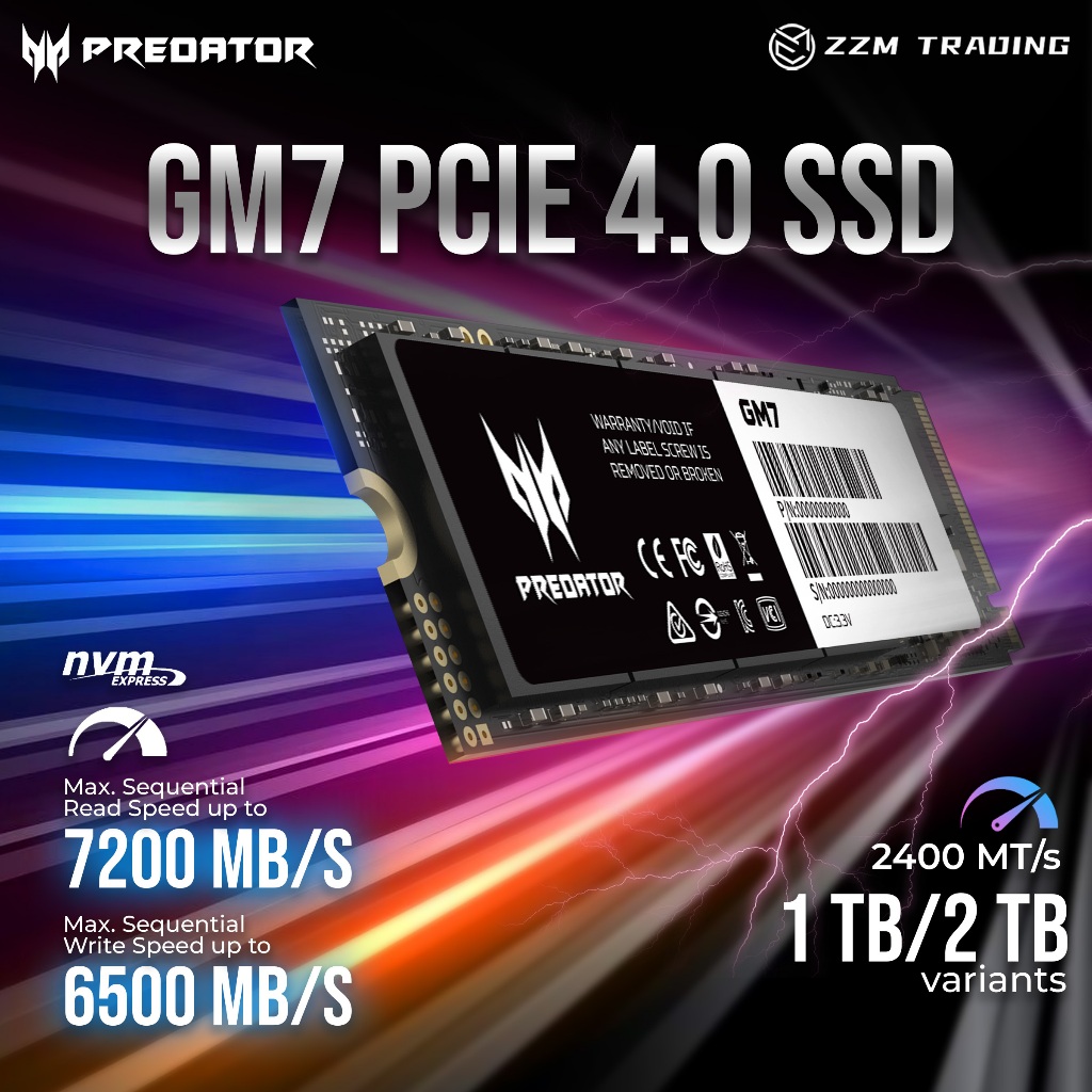 ACER Predator GM7 SSD 1TB ACER Predator GM7 1TB M.2 NVMe SSD