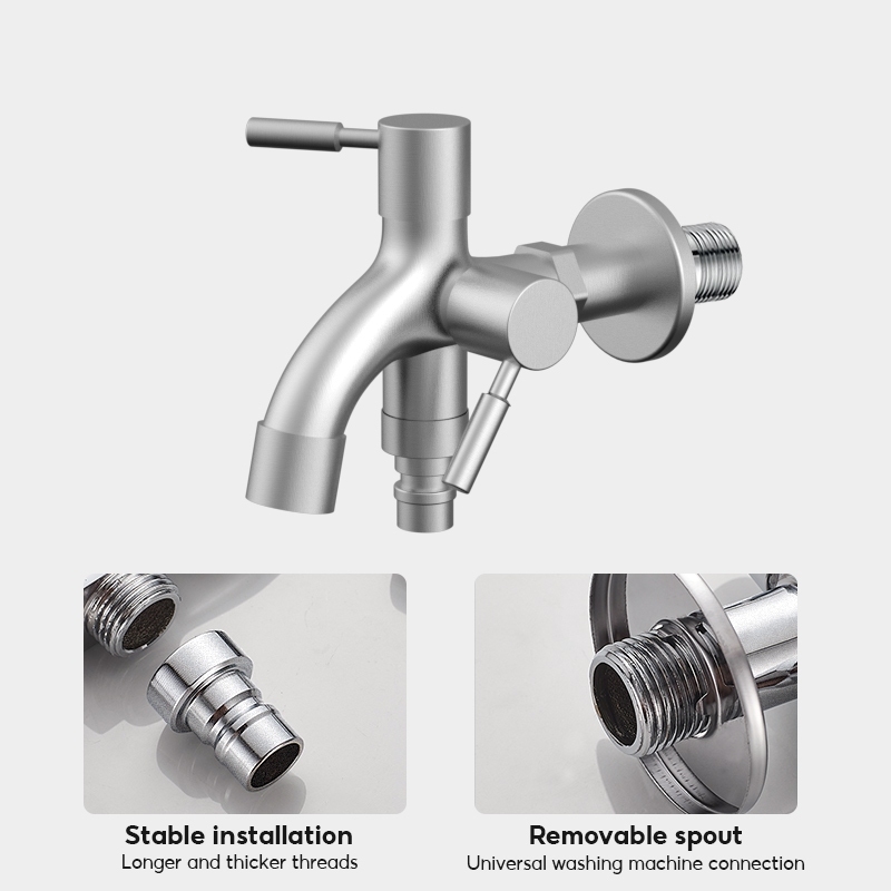 Dual-Function Stainless Steel Sink Faucet with Satin Finish 1 In 2 Out ...