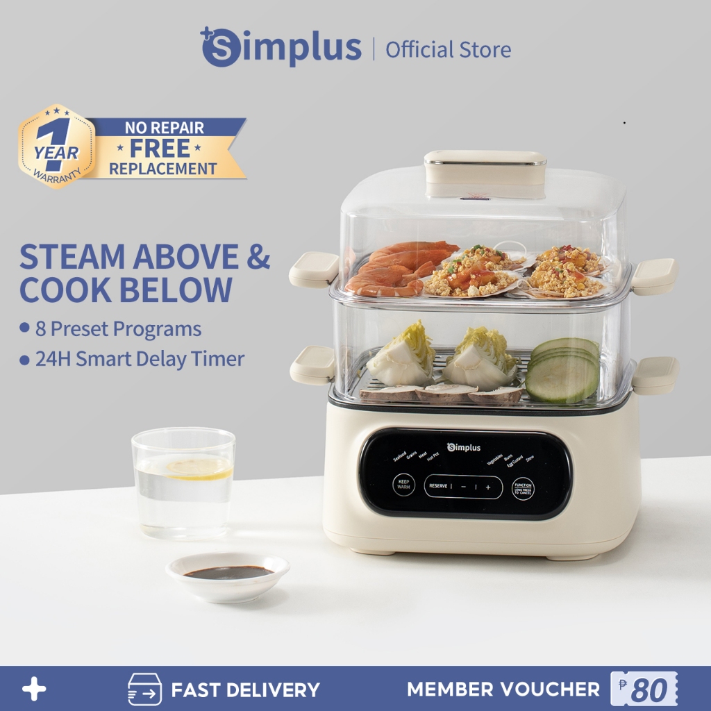 Simplus Electric Steamer 11L Capacity Hot Pot 24h Delay Timer 8 Preset ...