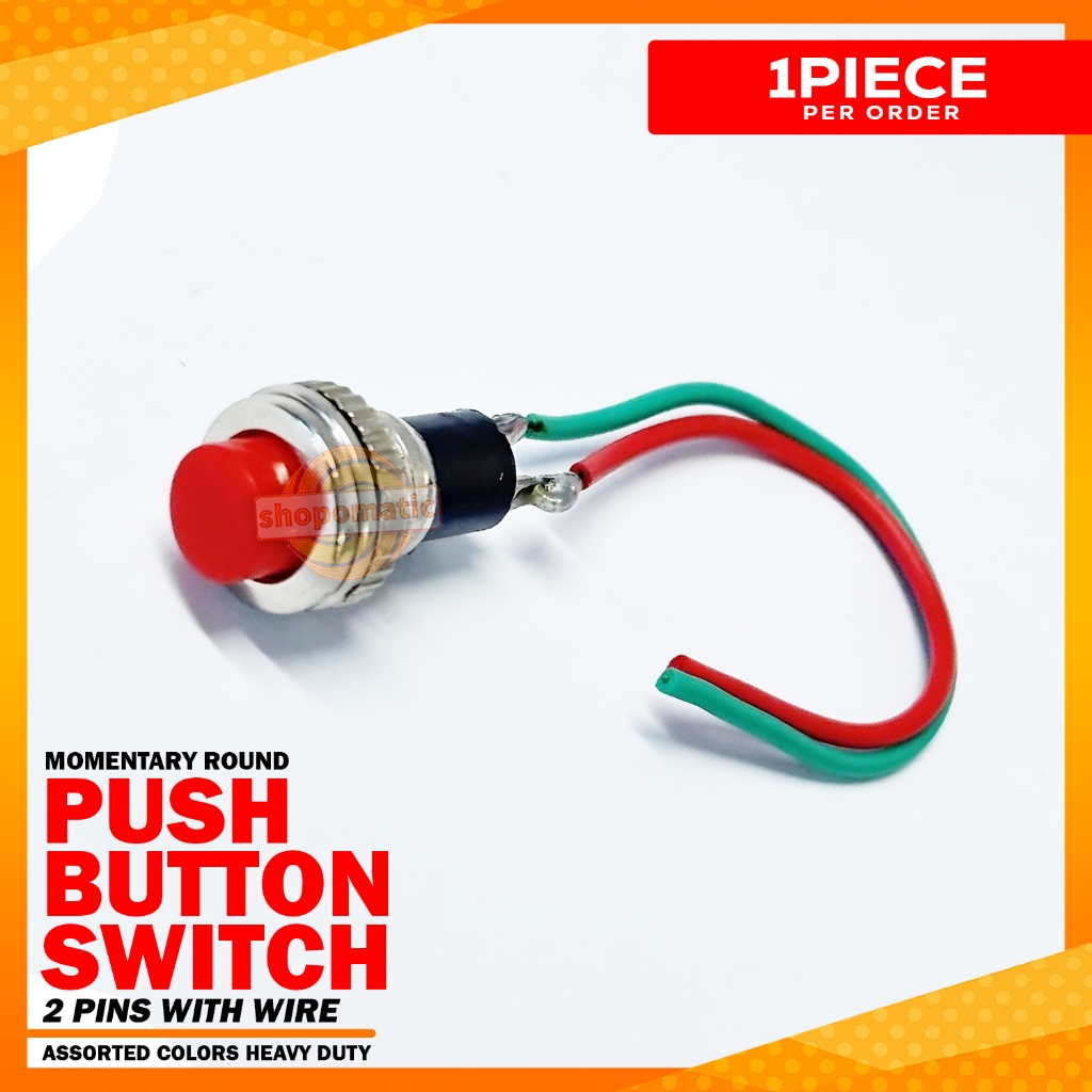 Momentary Round Push Button Switch 2 Pins With Wire Heavy Duty | Shopee ...