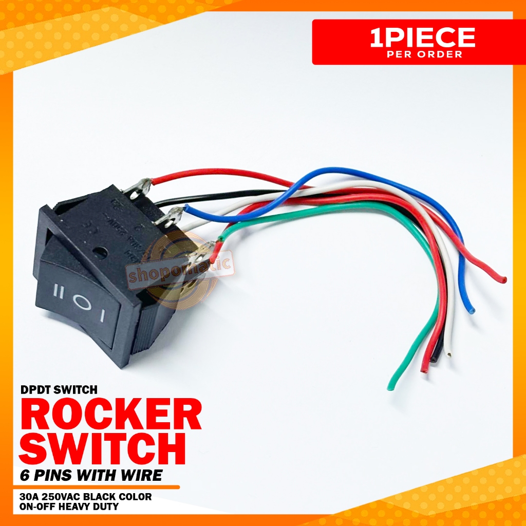 SHOPO Heavy-Duty DPDT Rocker Switch ON-OFF 30A 250VAC 6-Pin Black with ...