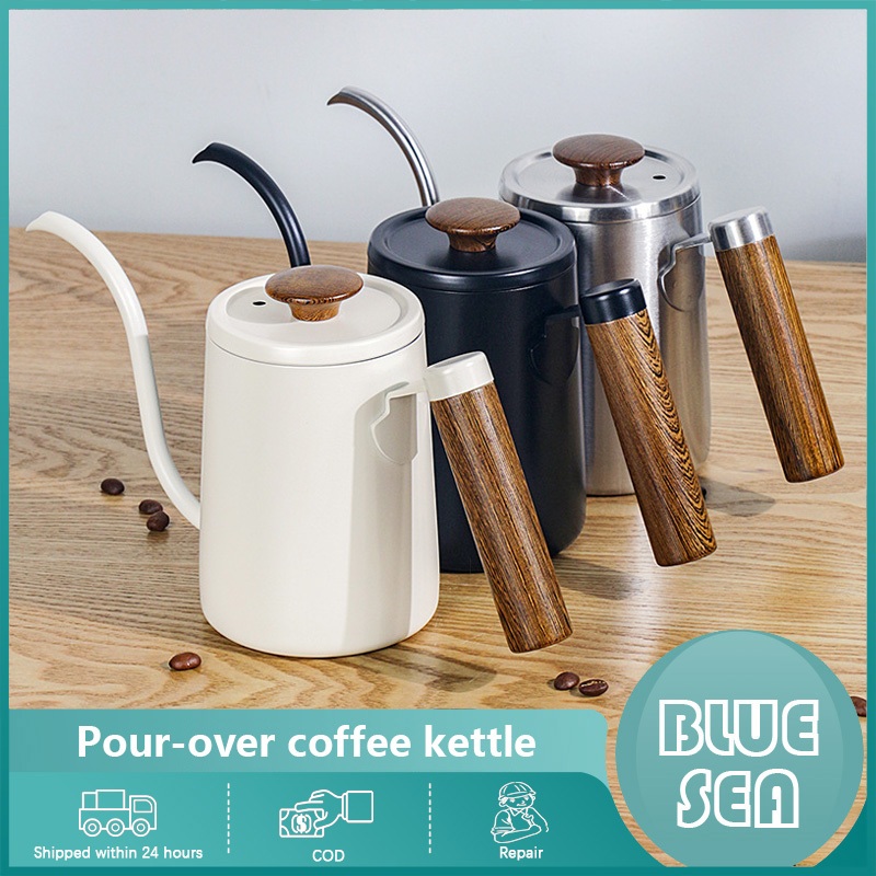 Gooseneck Coffee Kettle with Solid Wood Handle Long Spout Design 304 ...