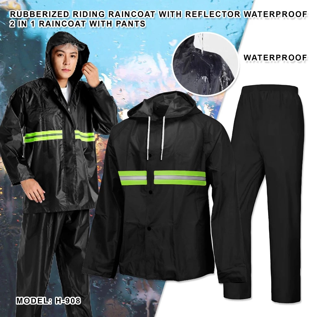 JS 2 in 1 Water Resistant Unisex Motorcycle Riding Rain Coat Suit With ...