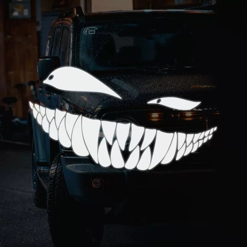 Evil Smile Monster Smirk Teeth Stickers for Motorcycle Sticker Decals ...