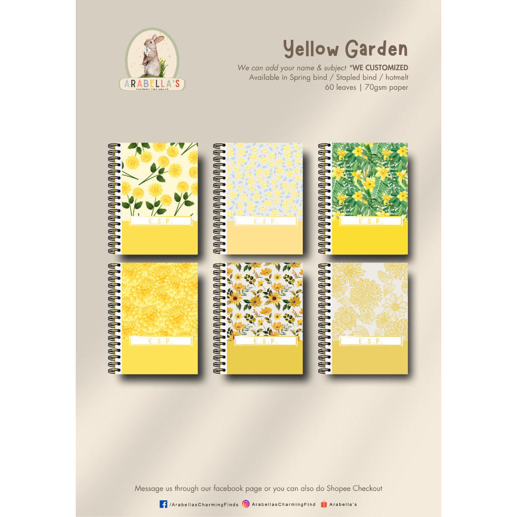 Yellow Garden A5 Composition Notebook – 60 Leaves | 70gsm Premium Paper ...