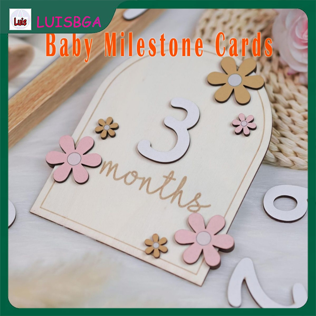 Wooden Baby Milestone Cards Set Newborn Baby Monthly Growth Record Set ...