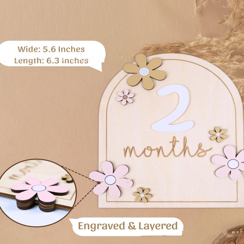 Wooden Baby Milestone Cards Set Newborn Baby Monthly Growth Record Set ...