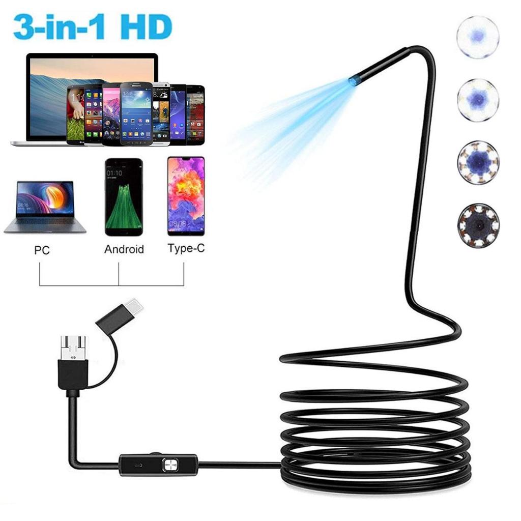 3 in 1 USB Endoscope 3.5M Waterproof Endoscope Industrial Borescope ...