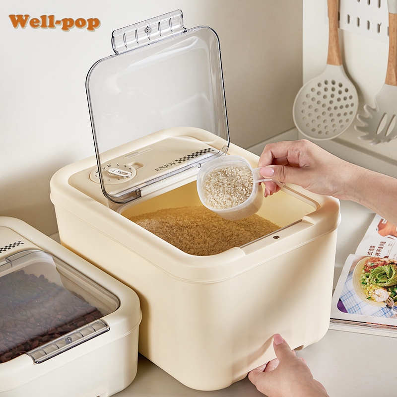 Home large capacity rice bucket Visual measuring cup rice dispenser ...