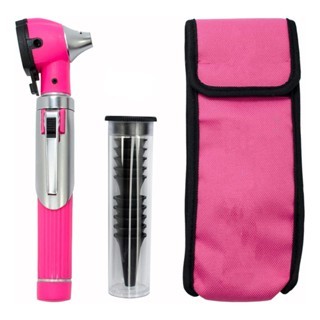 Mini Fiber Optic Otoscope Set with LED Light Portable Pink Ear ...