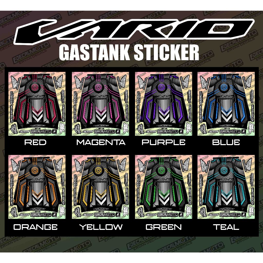 HONDA CLICK VARIO VERSION 2/3 and 4 GAS TANK VINYL STICKER EDECALMOTO ...