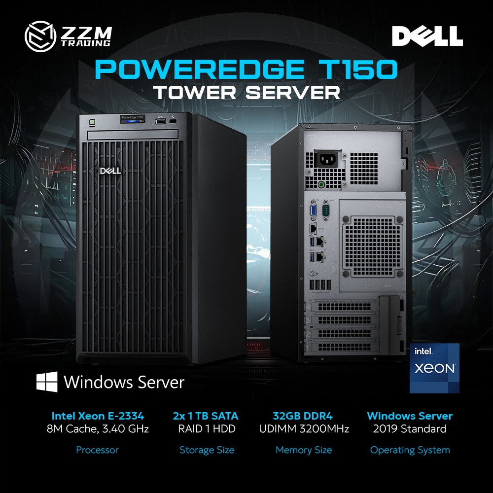 Dell PowerEdge T150 2025 Xeon E-2334 32GB RAM 2x1TB SATA Win Server ...