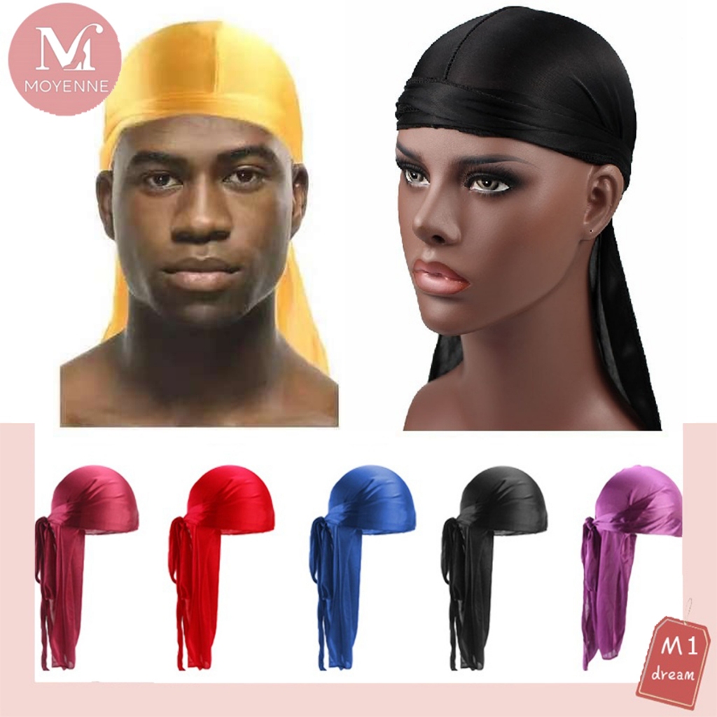 Durag Silk Pirate Cap Bandana Extra Long Tail Waves Soft Fashion Head