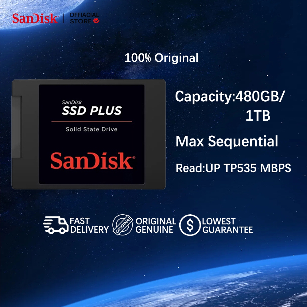 Sandisk SSD 480GB/1TB SSD PLUS SATA III 2.5" Solid State Drive