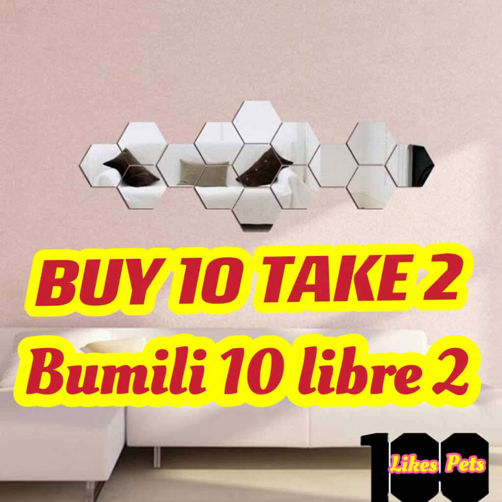 1Pcs 3D Mirrors Stickers Wall Decor Hexagon Waterproof Self-adhesive ...